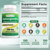 Best Naturals Ashwagandha 500 mg bottle side view