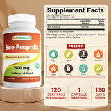 Best Naturals Bee Propolis Capsules 500mg bottle side view