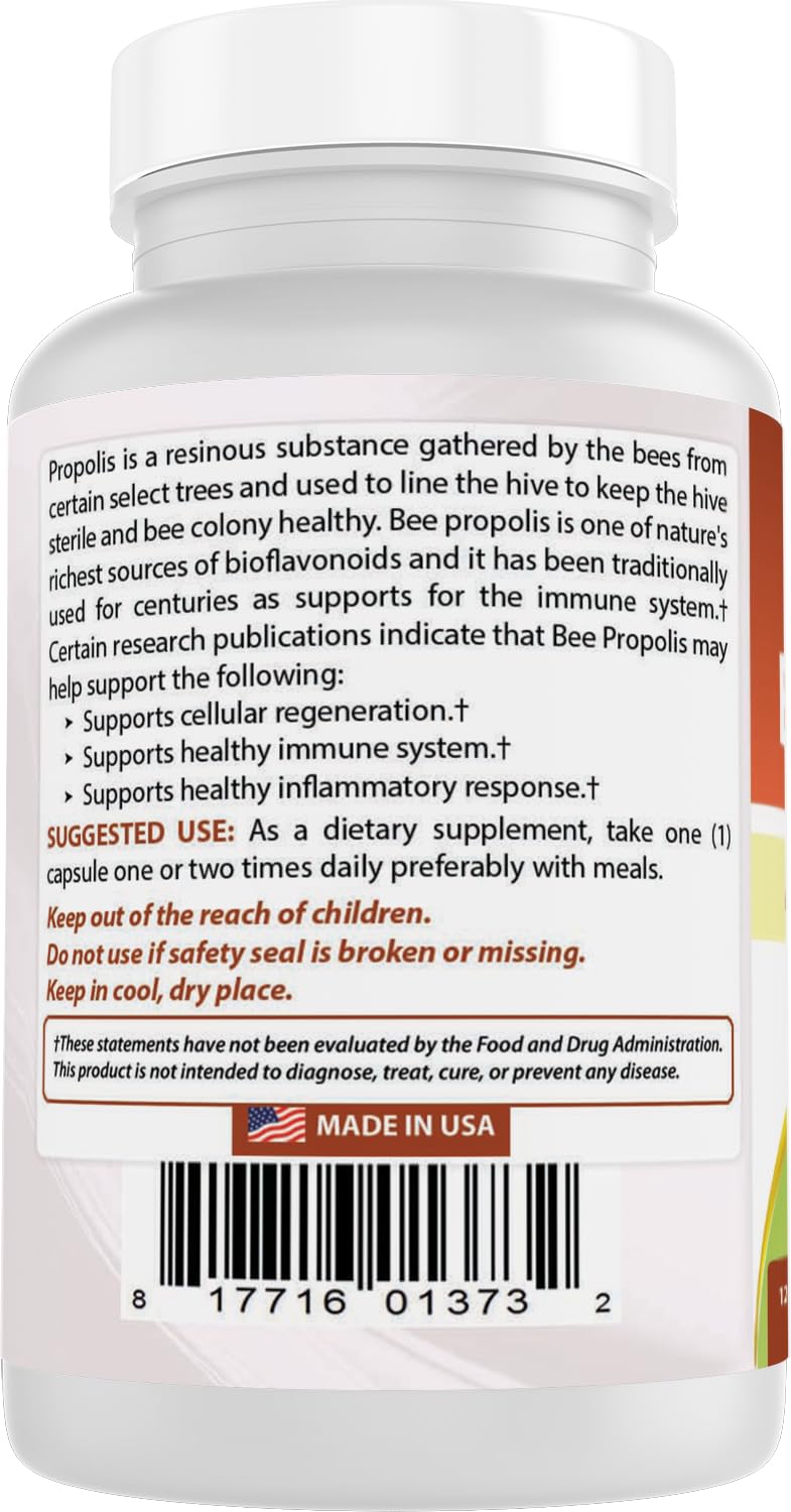 Best Naturals Bee Propolis Capsules 500mg bottle with a natural background