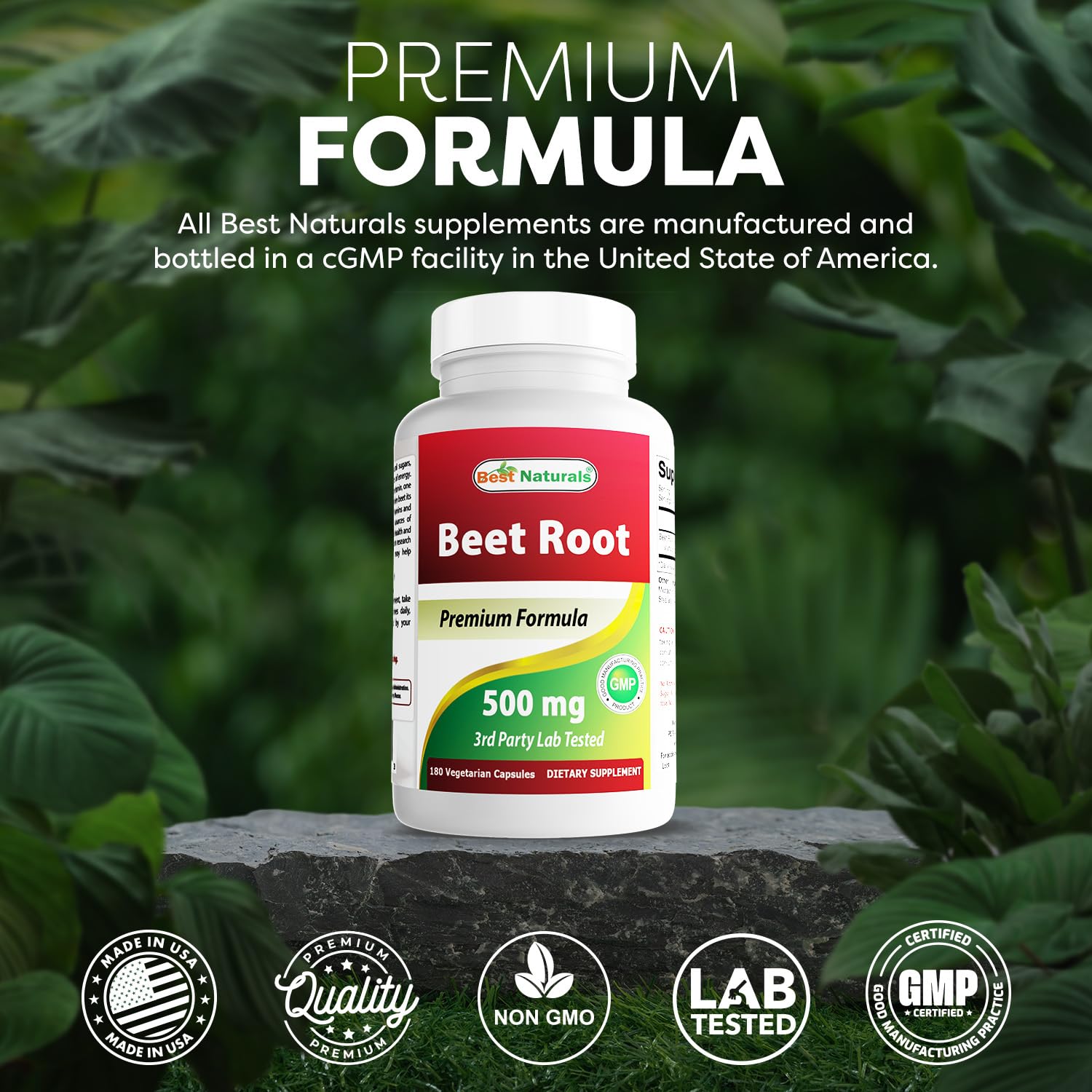 Best Naturals Beet Root Capsules 500mg bottle top view