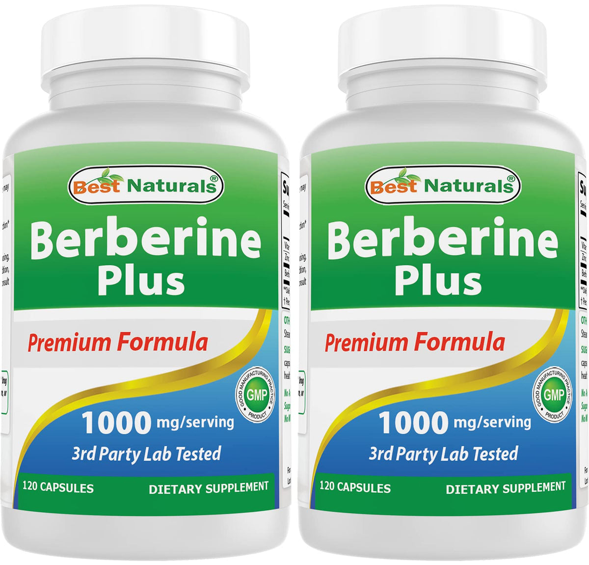 Best Naturals Berberine HCL 1000mg 120 capsules front view