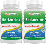 Best Naturals Berberine HCL 500mg Capsules front view