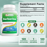 Best Naturals Berberine HCL 500mg Capsules side view