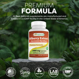 Best Naturals Bilberry Capsules 1000 mg back of the bottle