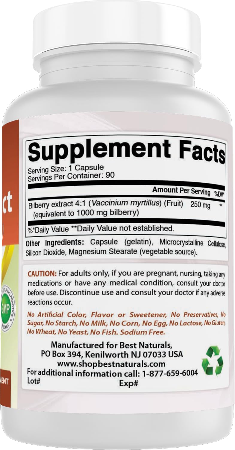 Best Naturals Bilberry Capsules 1000 mg with measuring spoon