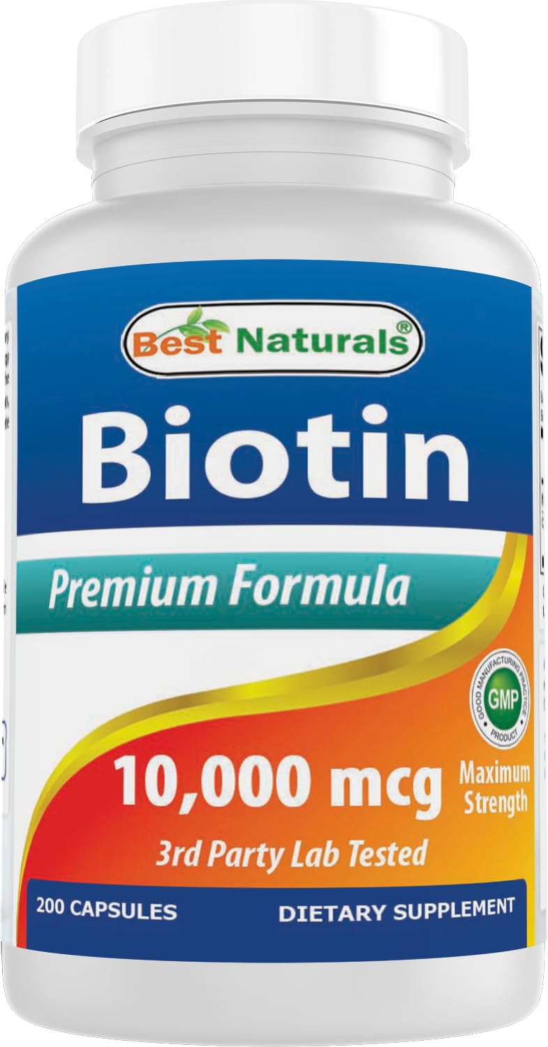 Best Naturals Biotin 10,000 mcg capsules front view