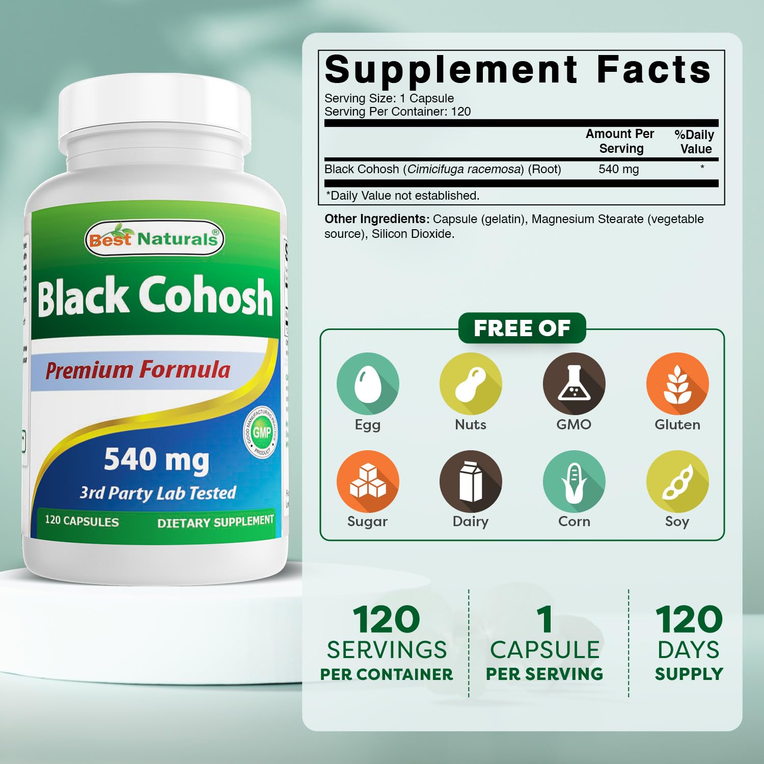 Best Naturals Black Cohosh bottle side view with label