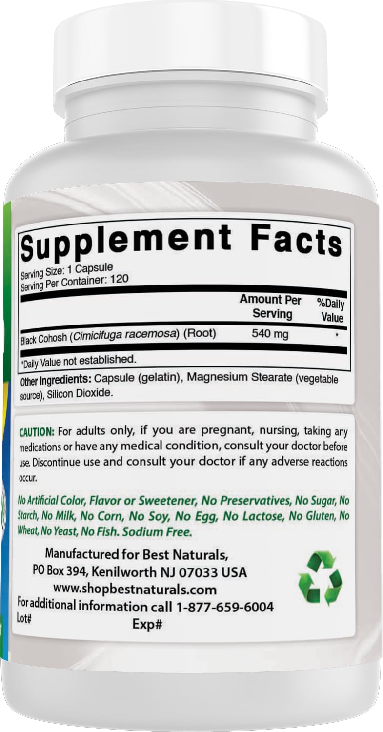 Best Naturals Black Cohosh ingredients list on label