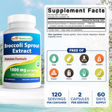 Best Naturals Broccoli Sprout Extract Capsules 1000mg bottle side view