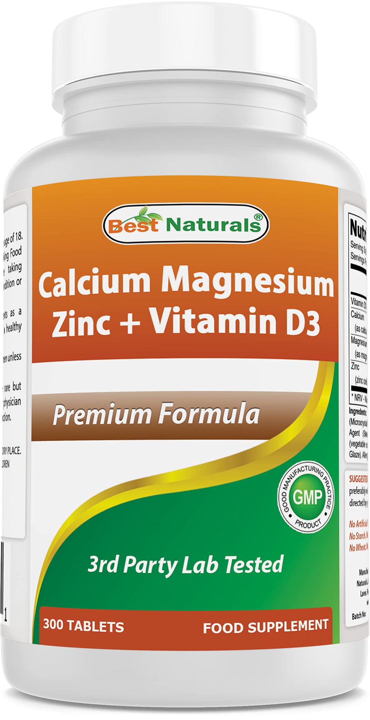 Best Naturals Cal Mag Zinc with D3 Tablets front view