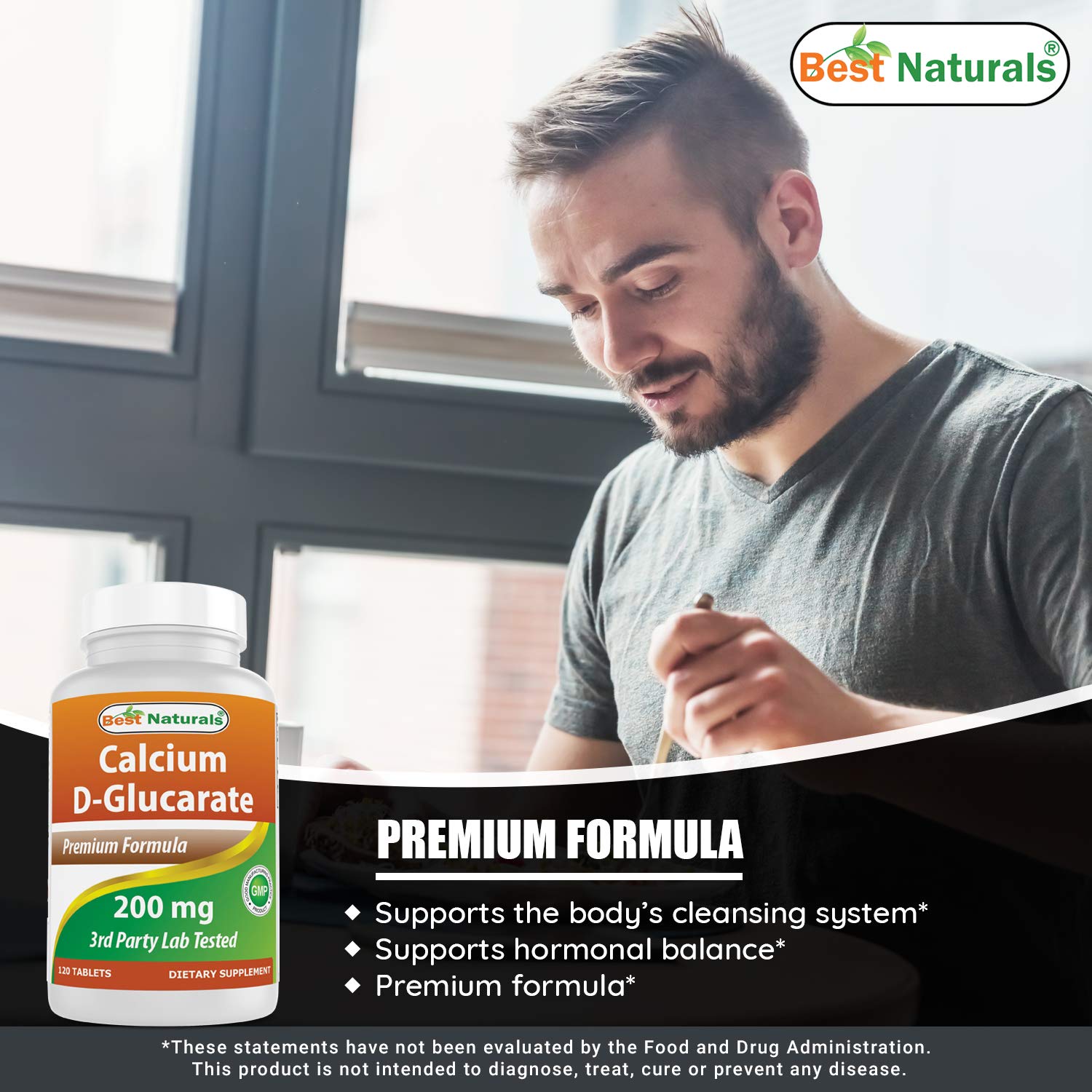 Best Naturals Calcium D-Glucarate showing tablet close-up