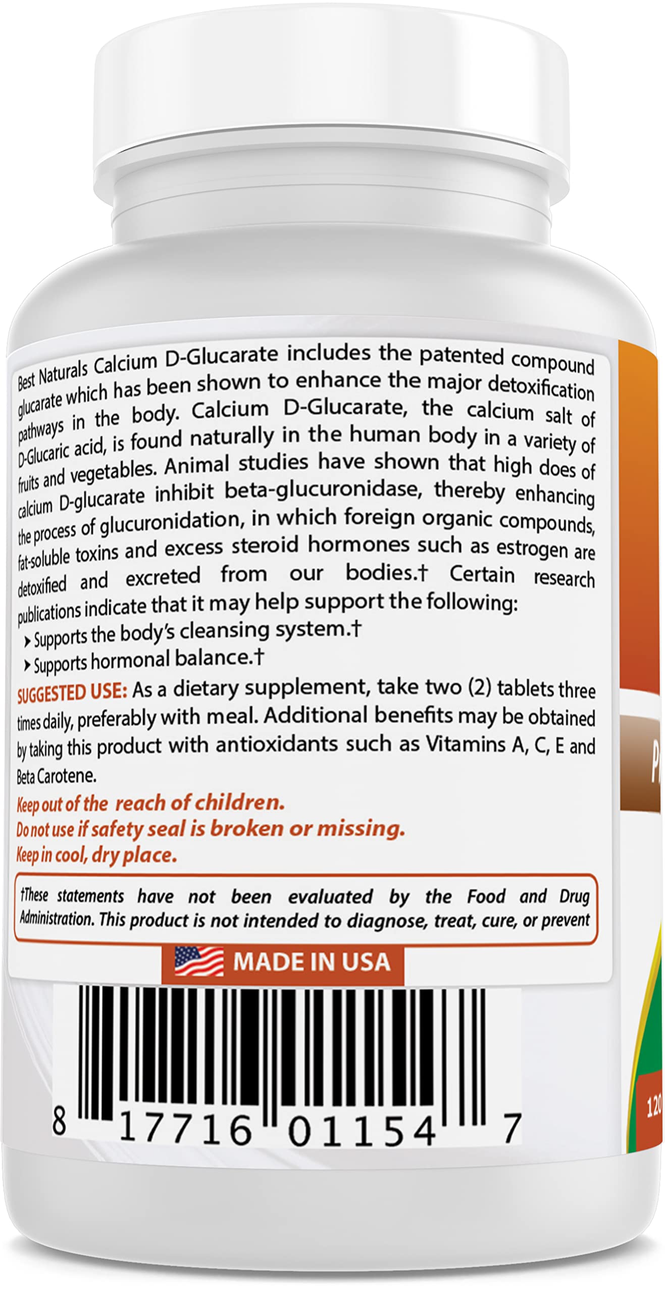 Best Naturals Calcium D-Glucarate with health supplement background
