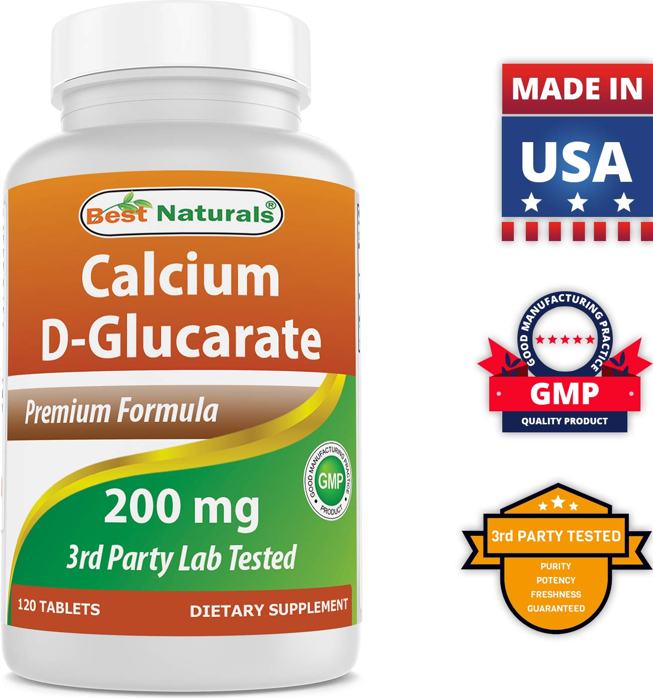 Best Naturals Calcium D-Glucarate with ingredients list on label