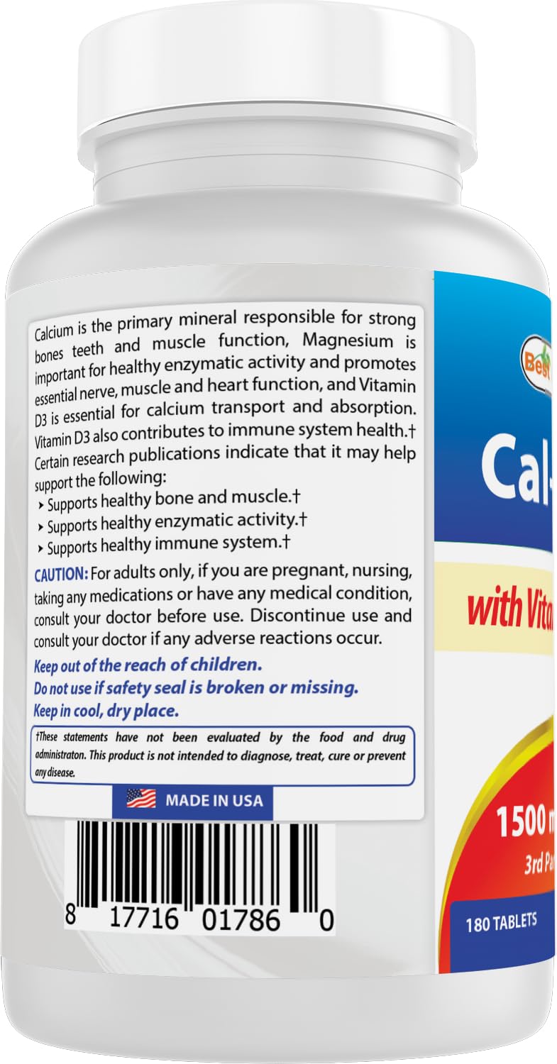 Best Naturals Calcium Magnesium Supplement bottle on a kitchen counter