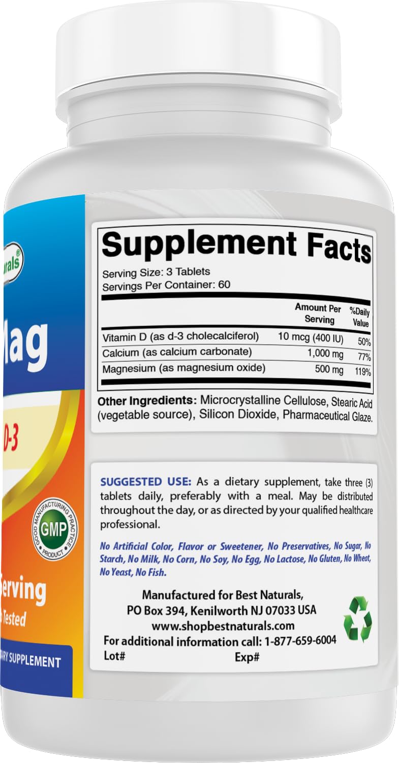 Best Naturals Calcium Magnesium Supplement tablet in hand
