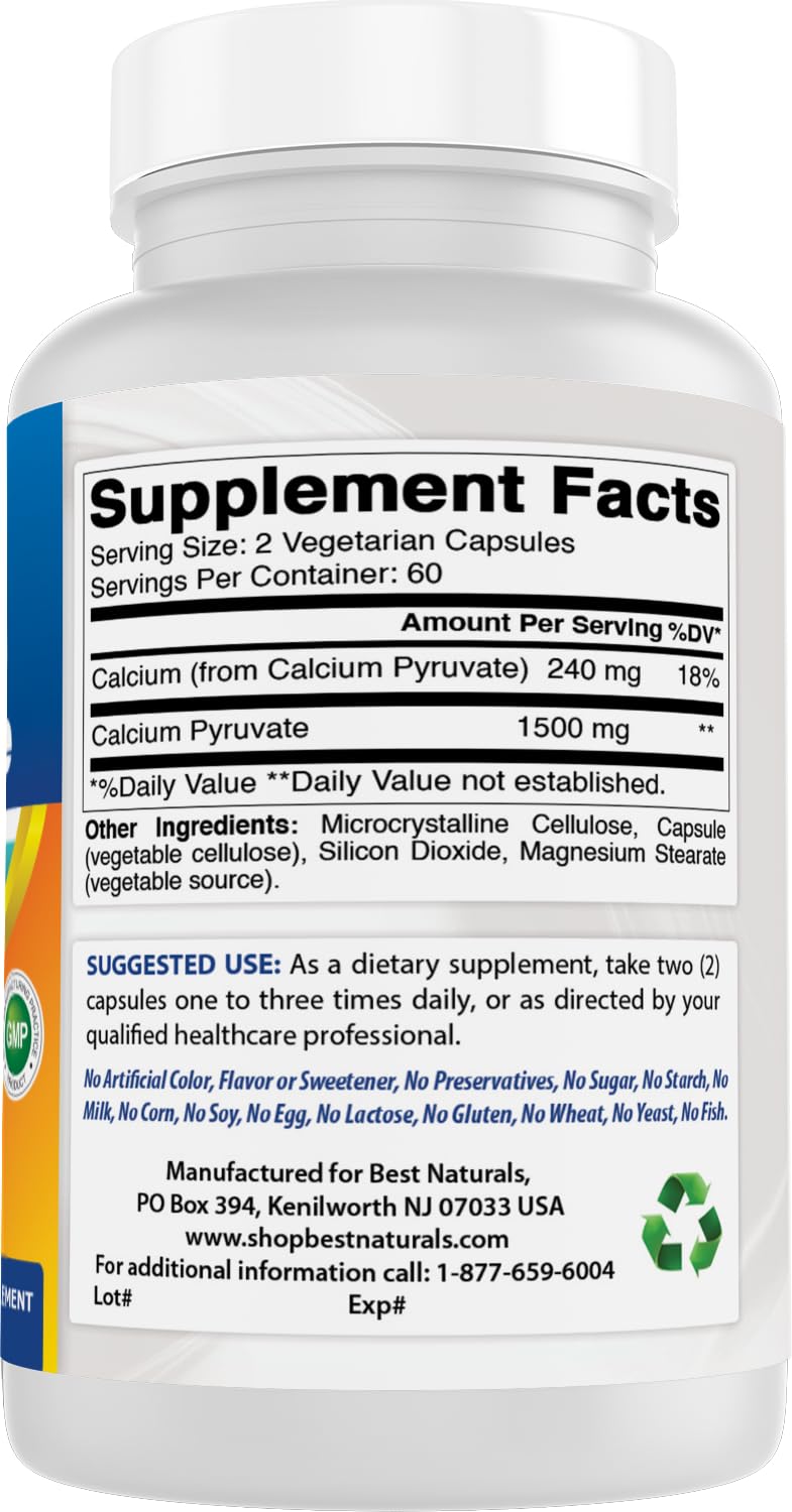Best Naturals Calcium Pyruvate 750mg ingredients list
