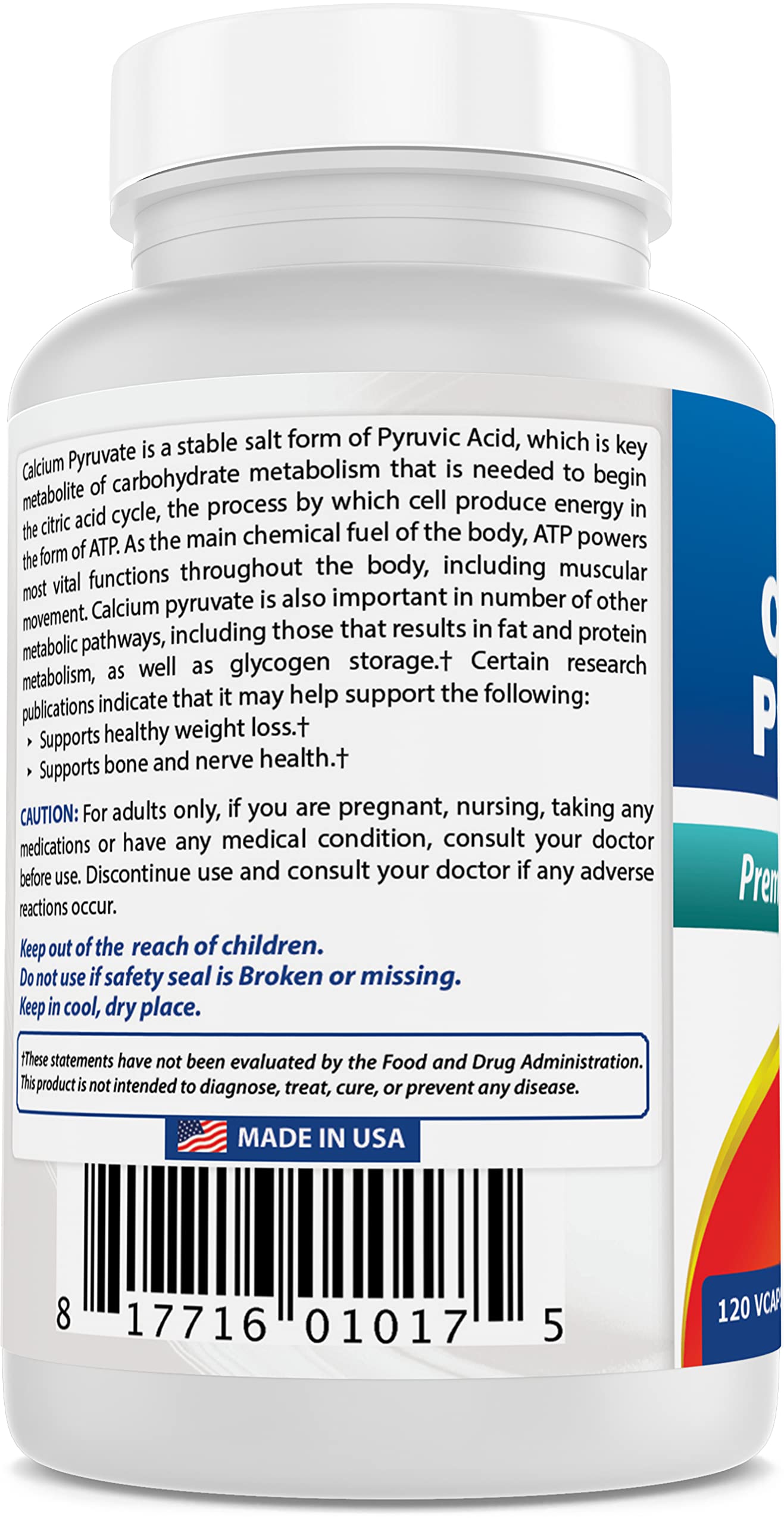 Best Naturals Calcium Pyruvate 750mg label close-up