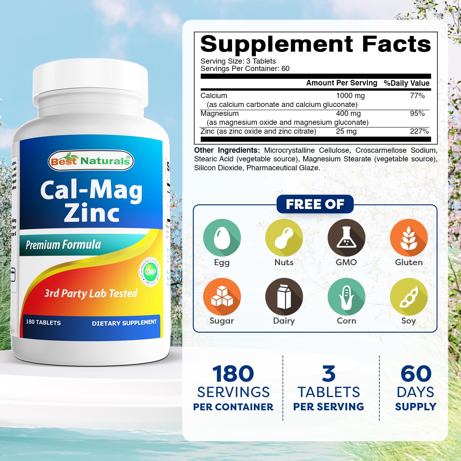 Best Naturals Calcium Supplement bottle side view