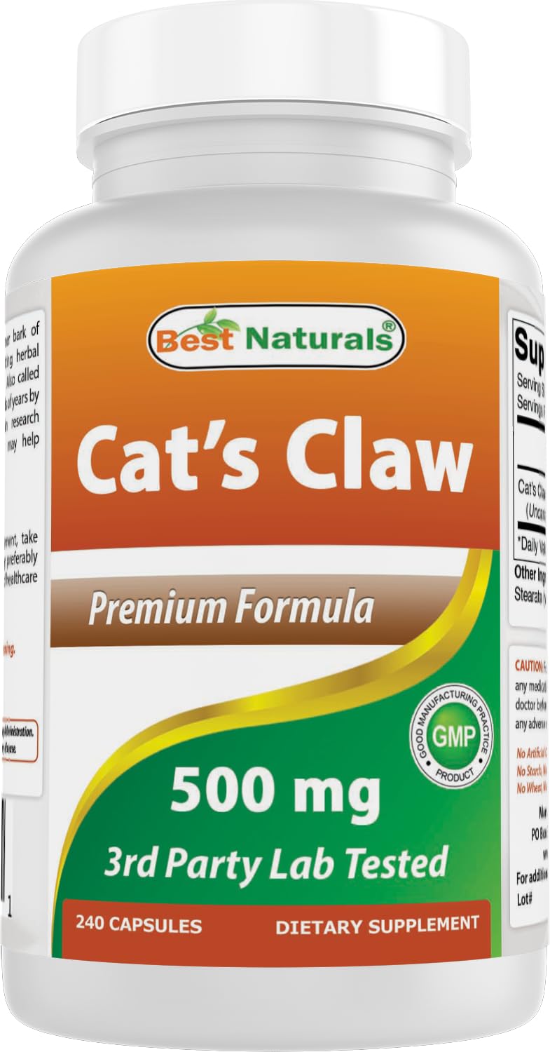 Best Naturals Cat's Claw 500mg Capsules bottle front view