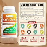 Best Naturals Cat's Claw 500mg Capsules label close-up