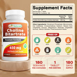 Best Naturals Choline Bitartrate bottle side view