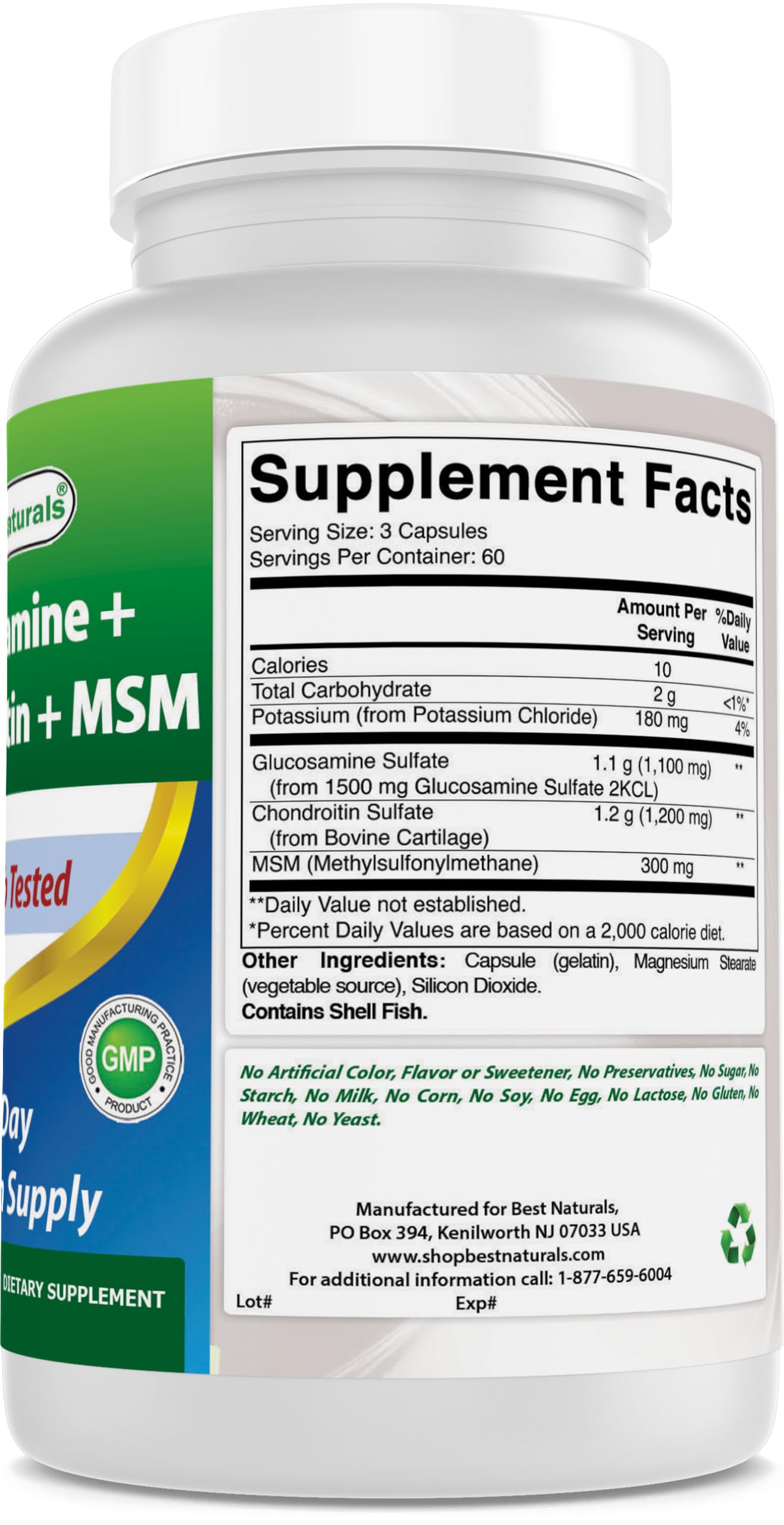 Best Naturals Chondroitin Supplement bottle on wooden table