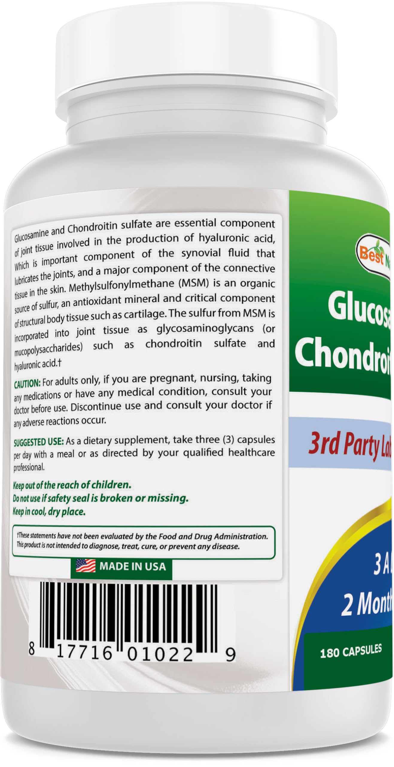 Best Naturals Chondroitin Supplement capsule in hand