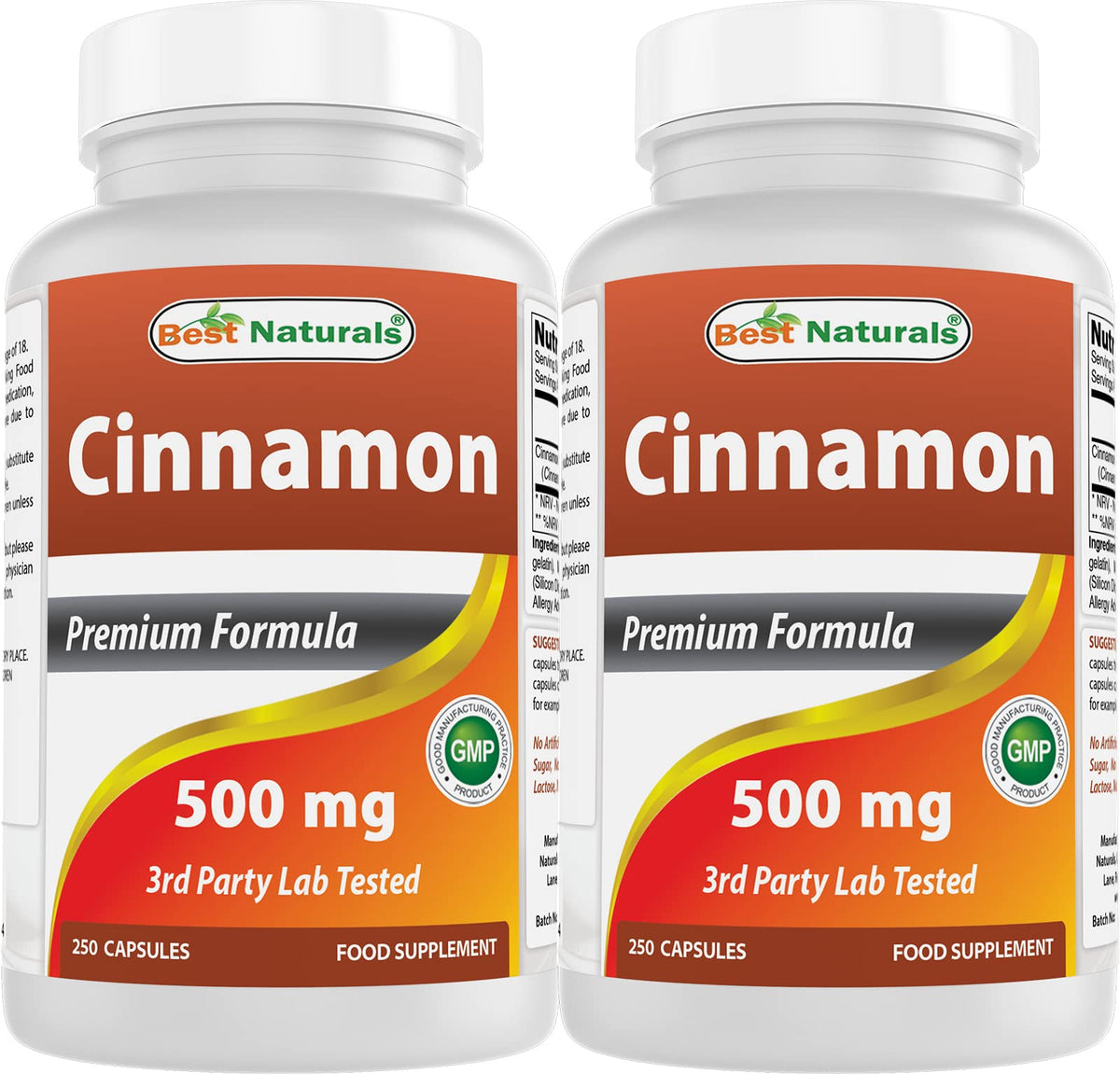 Best Naturals Cinnamon Capsules 500mg bottle front view