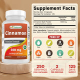 Best Naturals Cinnamon Capsules 500mg bottle side view