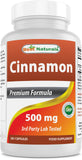 Best Naturals Cinnamon Capsules 500mg front view