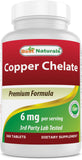 Best Naturals Copper Chelate 6 mg supplement front view, 360 tablets
