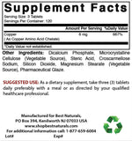 Best Naturals Copper Chelate 6 mg supplement side view, showing tablet size