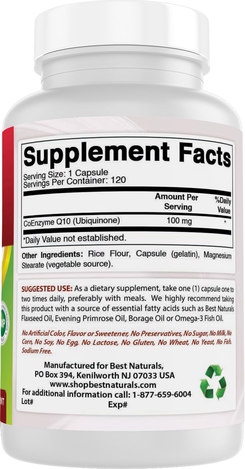 Best Naturals CoQ10 100 mg capsules opened bottle