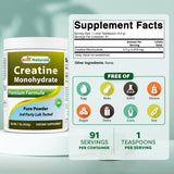 Best Naturals Creatine Monohydrate 454g back view with ingredient list