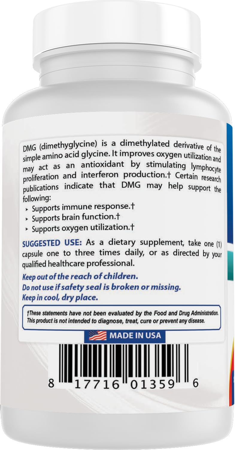 Best Naturals DMG Capsules 125mg on a wooden table
