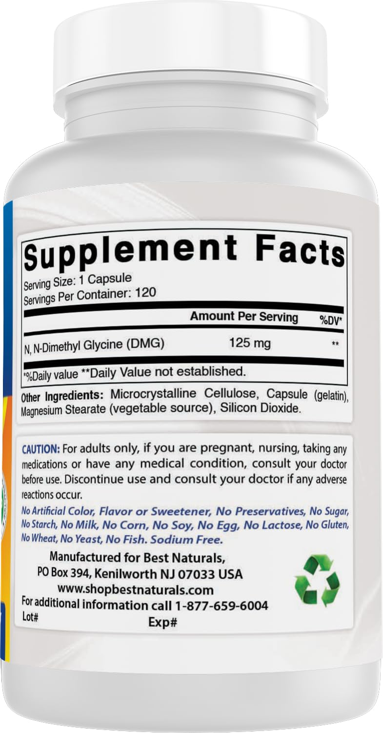 Best Naturals DMG Capsules 125mg with measuring spoon