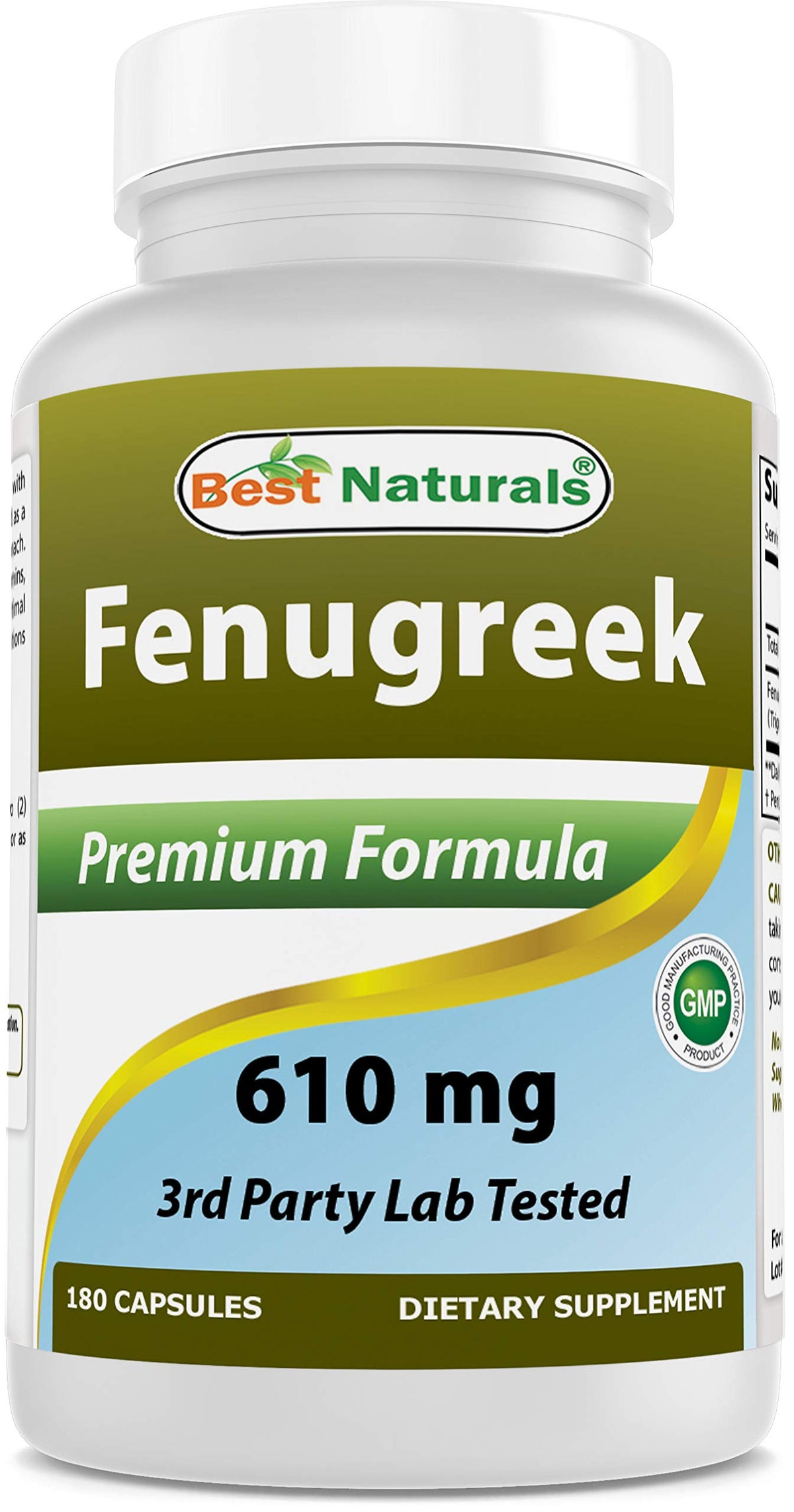 Best Naturals Fenugreek Seed Powder Capsules 610mg bottle front view