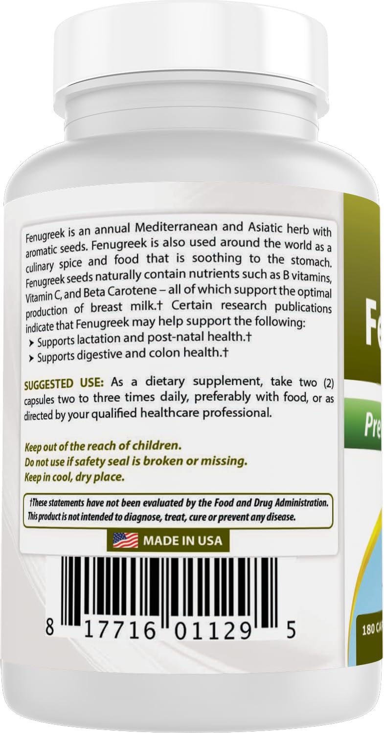 Best Naturals Fenugreek Seed Powder Capsules 610mg ingredients list