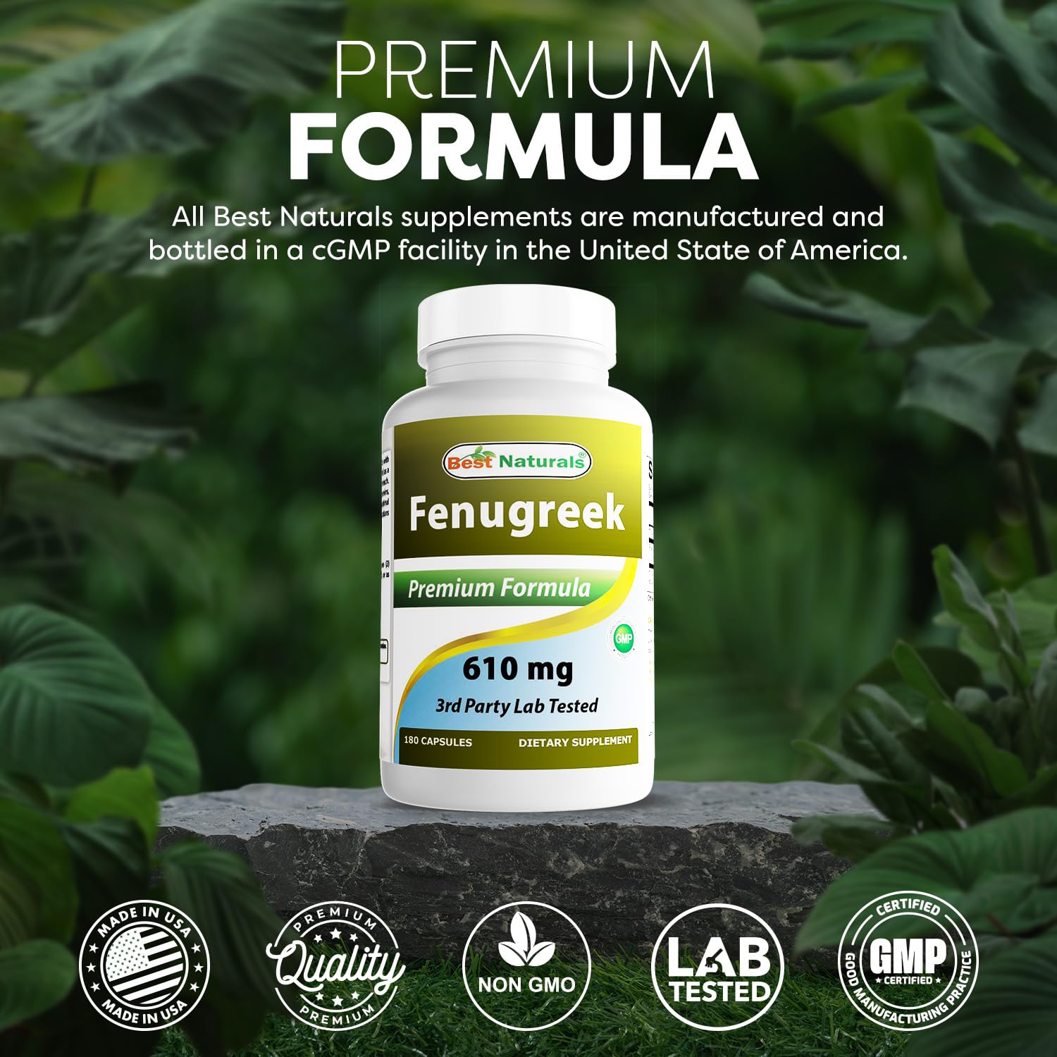 Best Naturals Fenugreek Seed Powder Capsules 610mg opened bottle