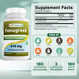 Best Naturals Fenugreek Seed Powder Capsules 610mg side view