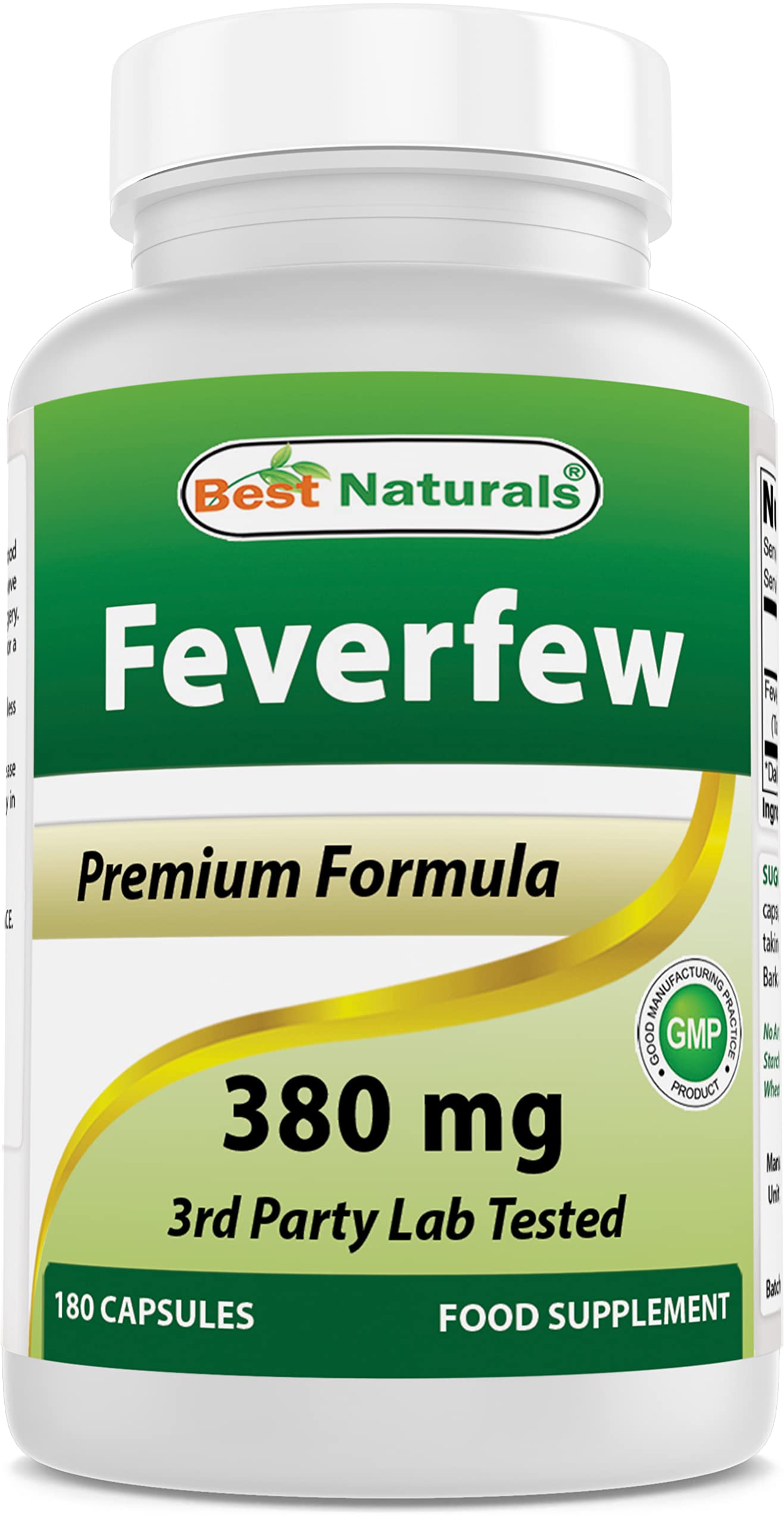 Best Naturals Feverfew Capsules 380mg bottle front view