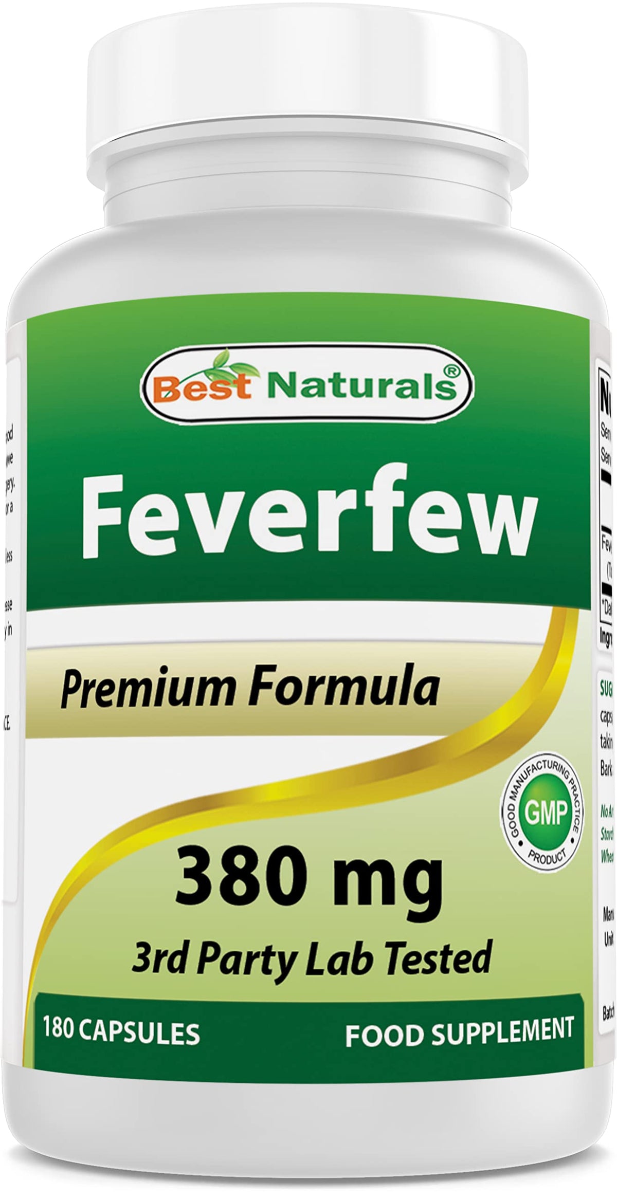 Best Naturals Feverfew Capsules 380mg bottle front view