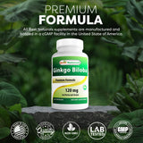 Best Naturals Ginkgo Biloba 120mg capsules on a table