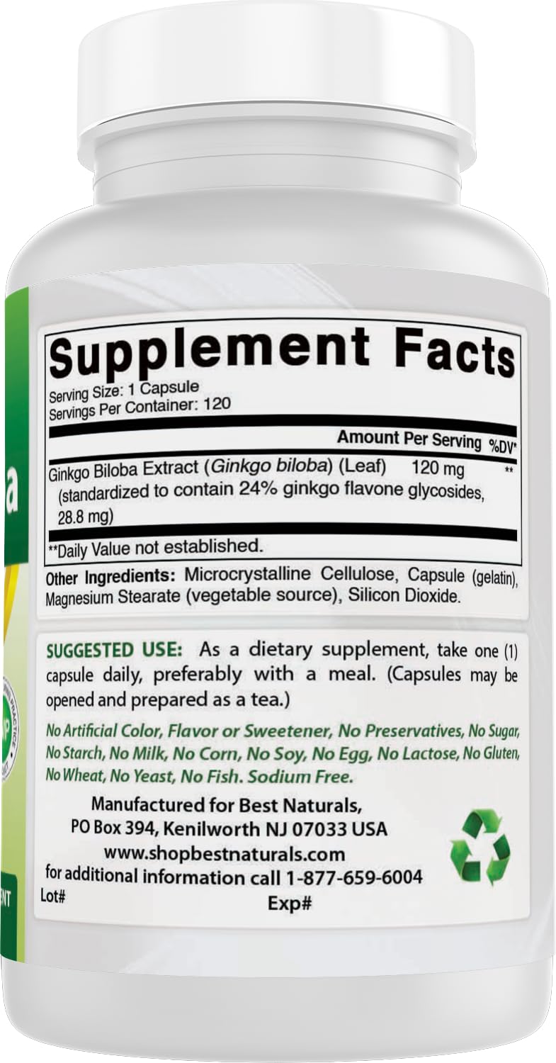 Best Naturals Ginkgo Biloba 120mg ingredients list