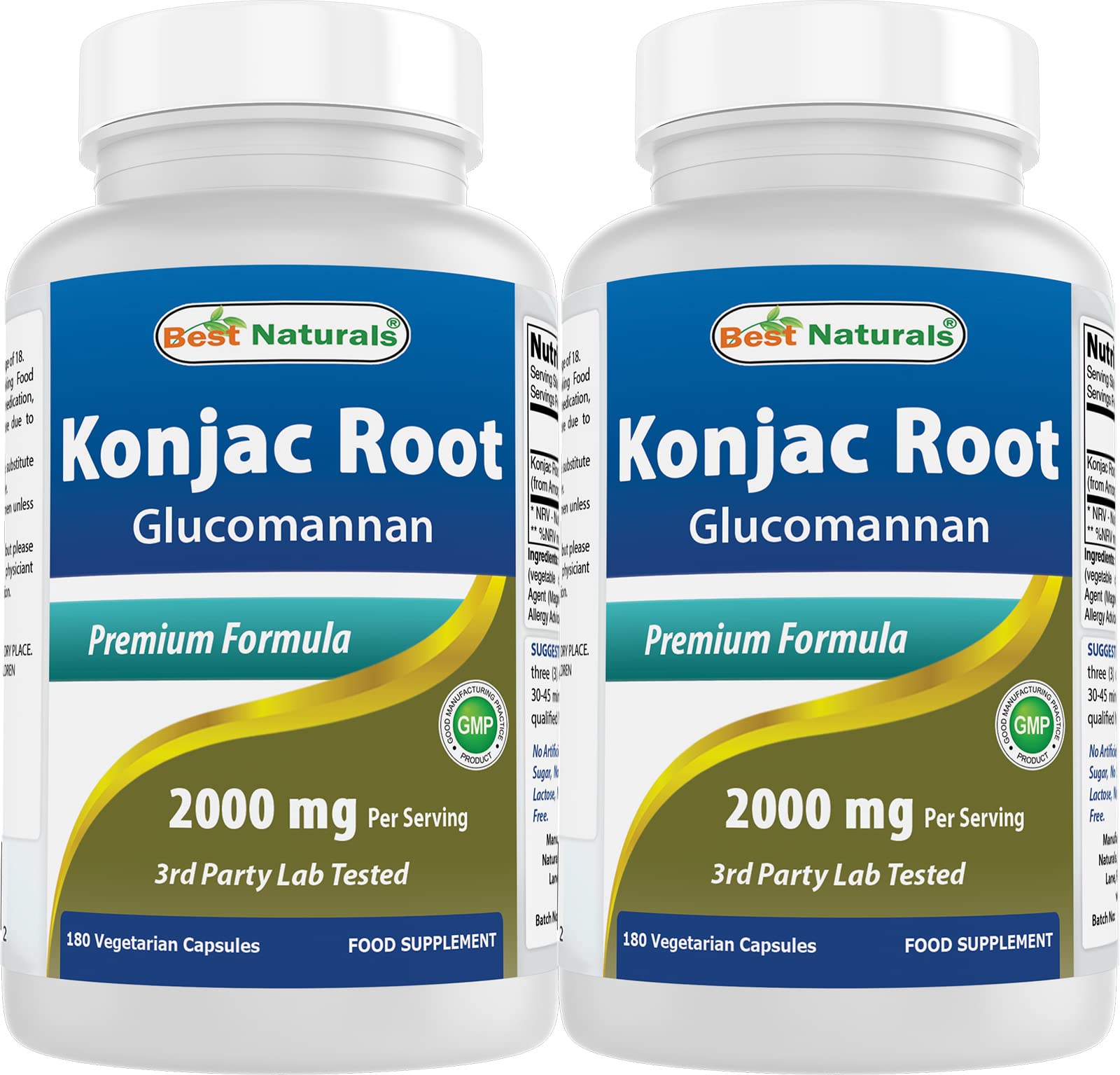 Best Naturals Glucomannan Capsules 2000mg front view
