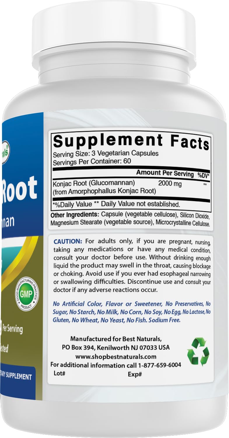 Best Naturals Glucomannan Capsules 2000mg ingredients list
