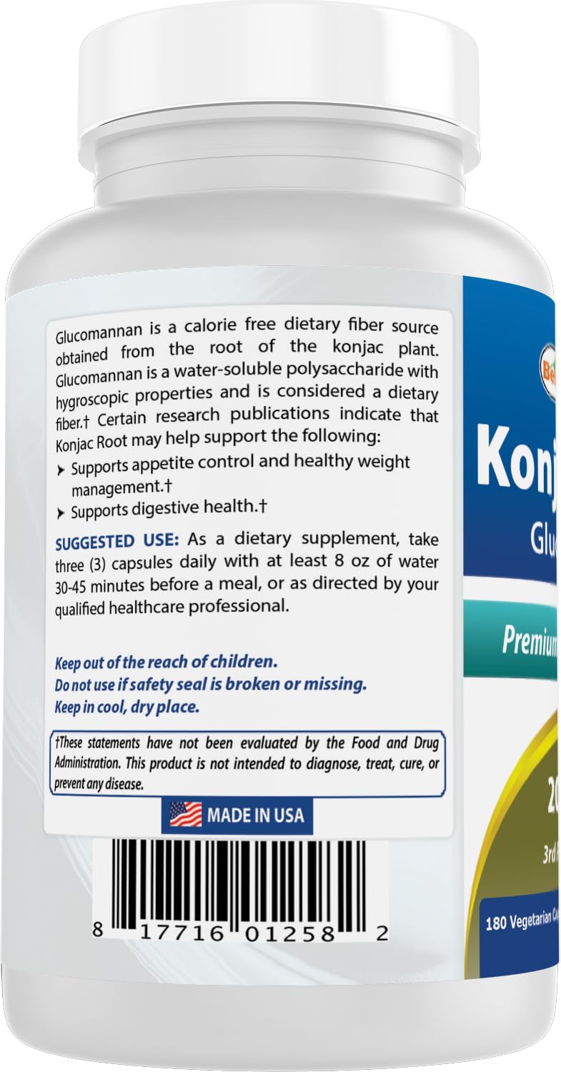 Best Naturals Glucomannan Capsules 2000mg packaging details