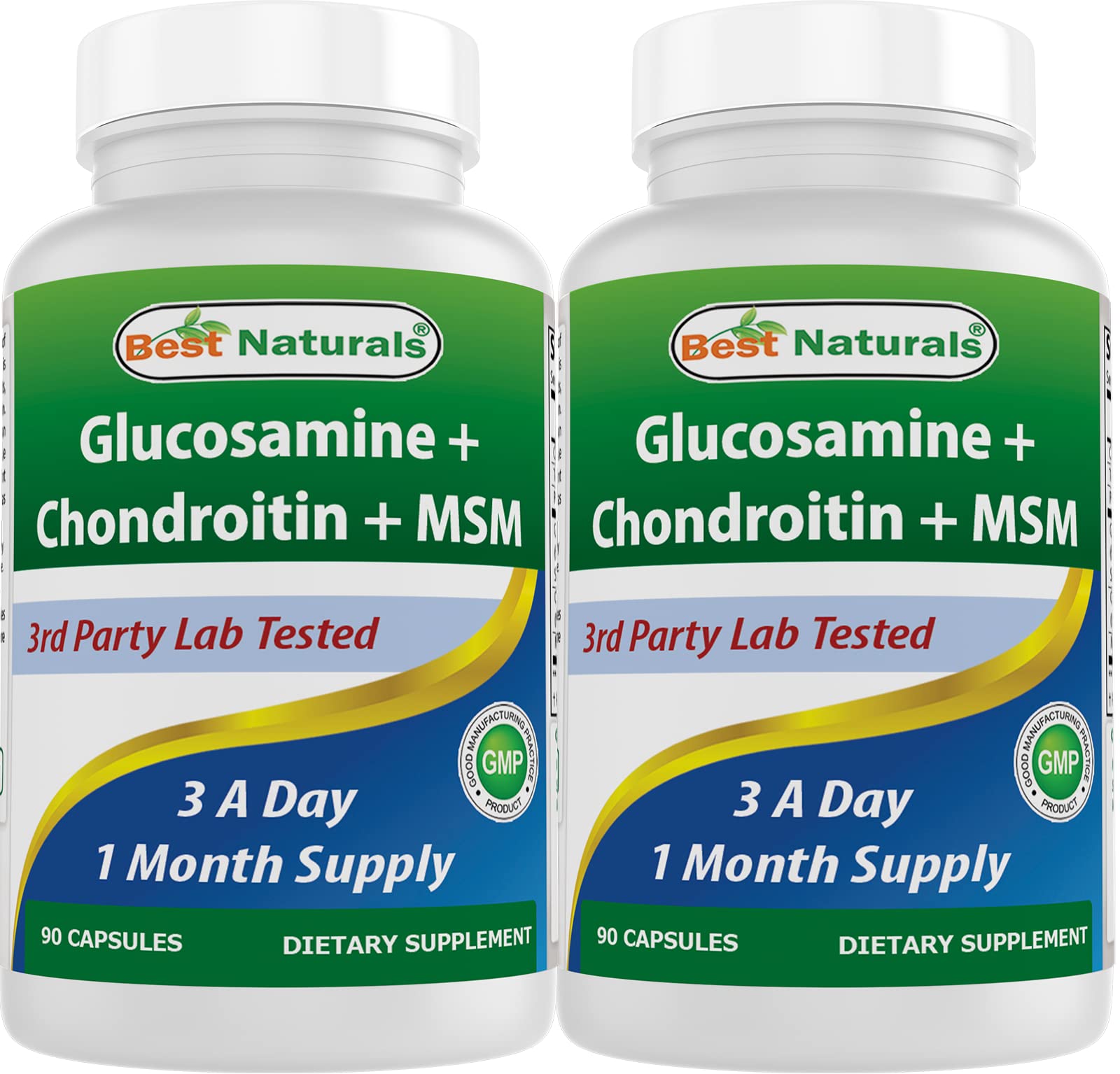 Best Naturals Glucosamine Chondroitin MSM Supplements 90 Capsules front view