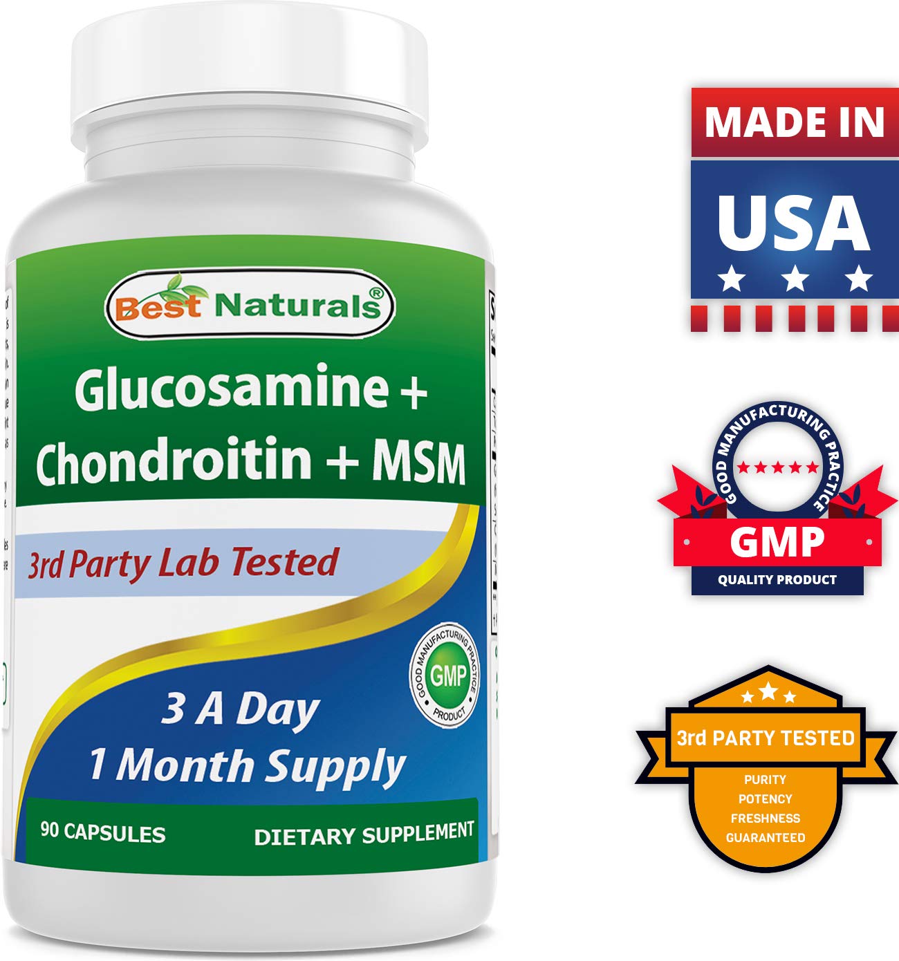 Best Naturals Glucosamine Chondroitin MSM Supplements 90 capsules pack