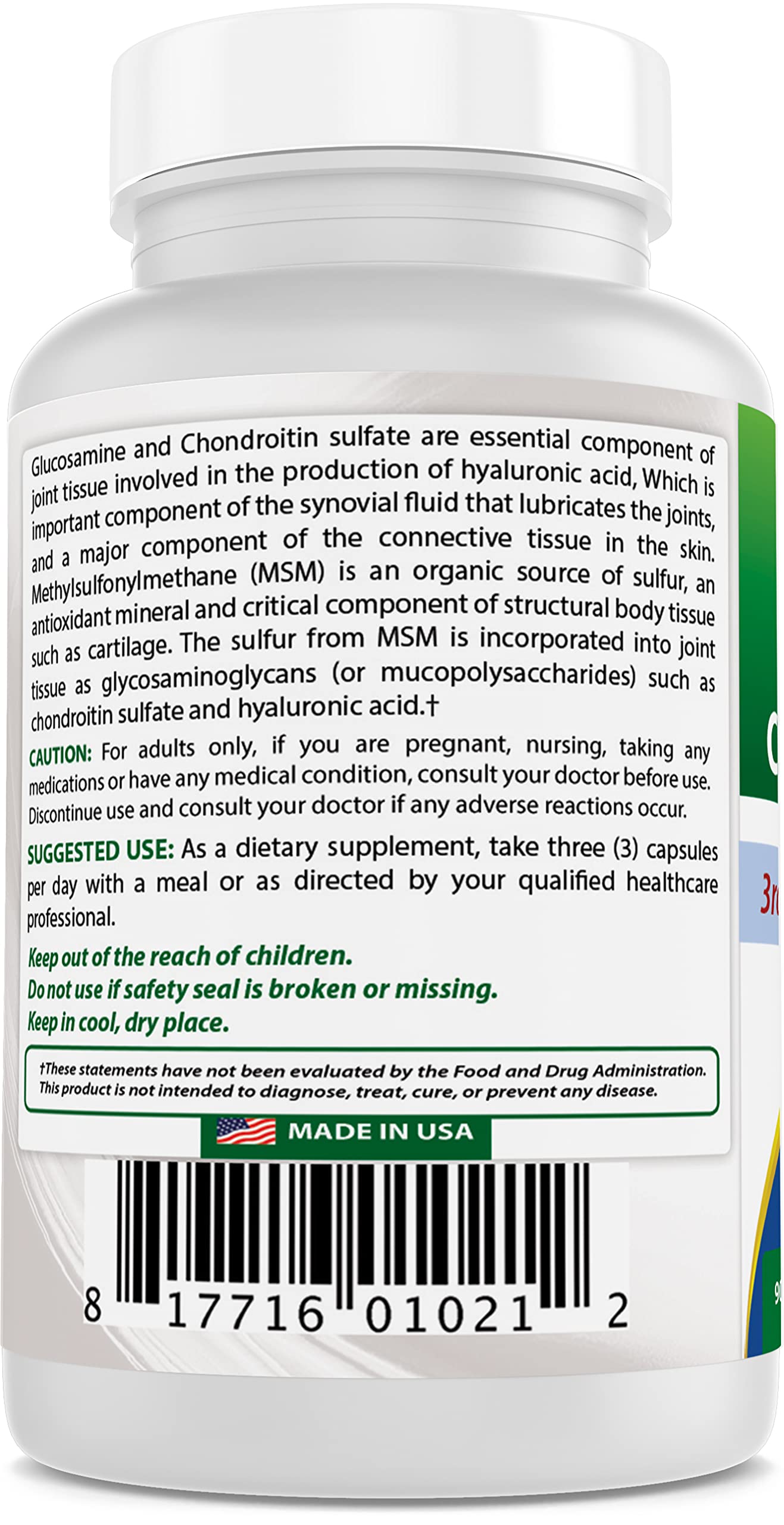 Best Naturals Glucosamine Chondroitin MSM Supplements ingredients list